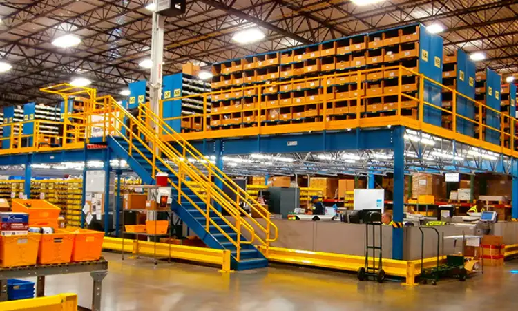 Tips memilih rak gudang mezzanine, Sumber: steinservicesupply.com